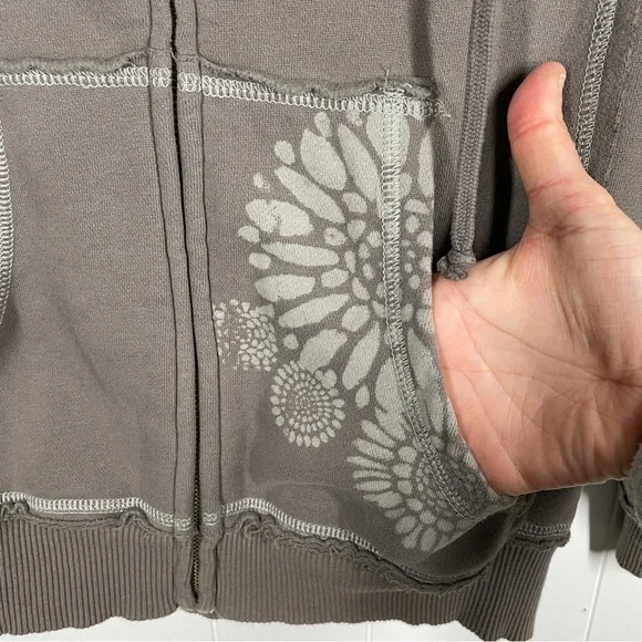 Life is Good Floral Full Zip Gray Long Sleeve Hoodie Size Extra Small - Picture 5 of 7